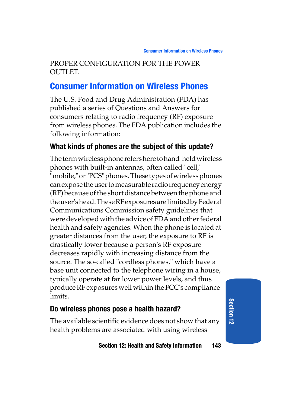 Consumer information on wireless phones | Samsung SGH-T319NBBTMB User Manual | Page 147 / 182