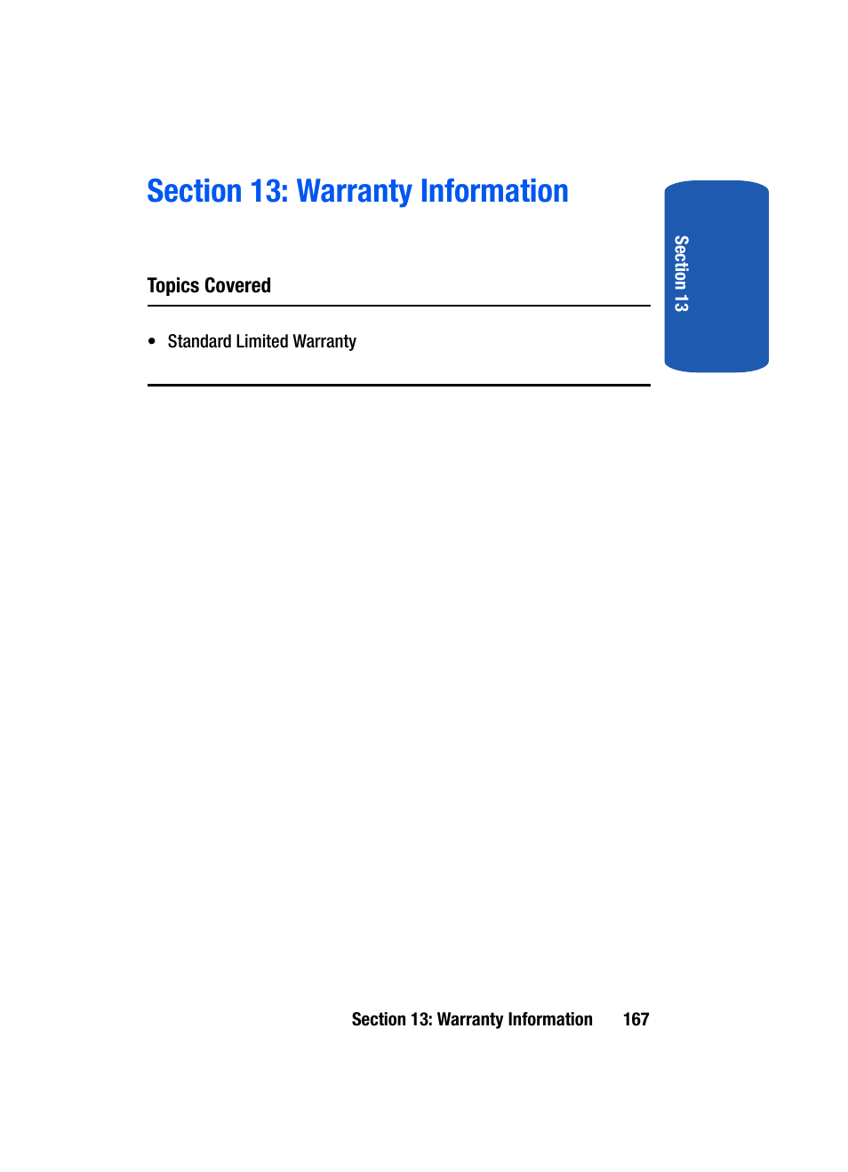 Section 13: warranty information | Samsung SGH-T319NBBTMB User Manual | Page 171 / 182