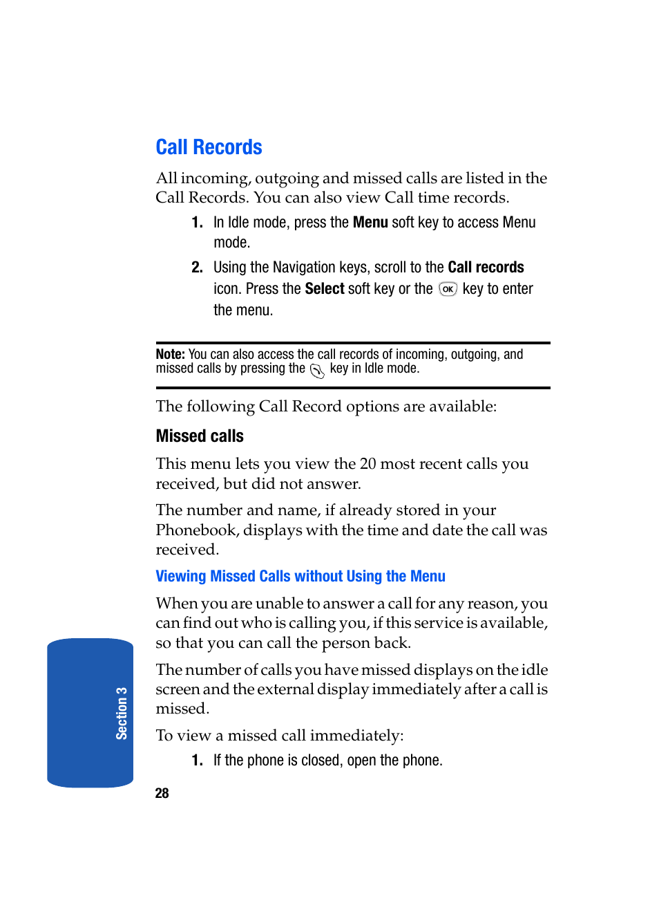 Call records | Samsung SGH-T319NBBTMB User Manual | Page 32 / 182