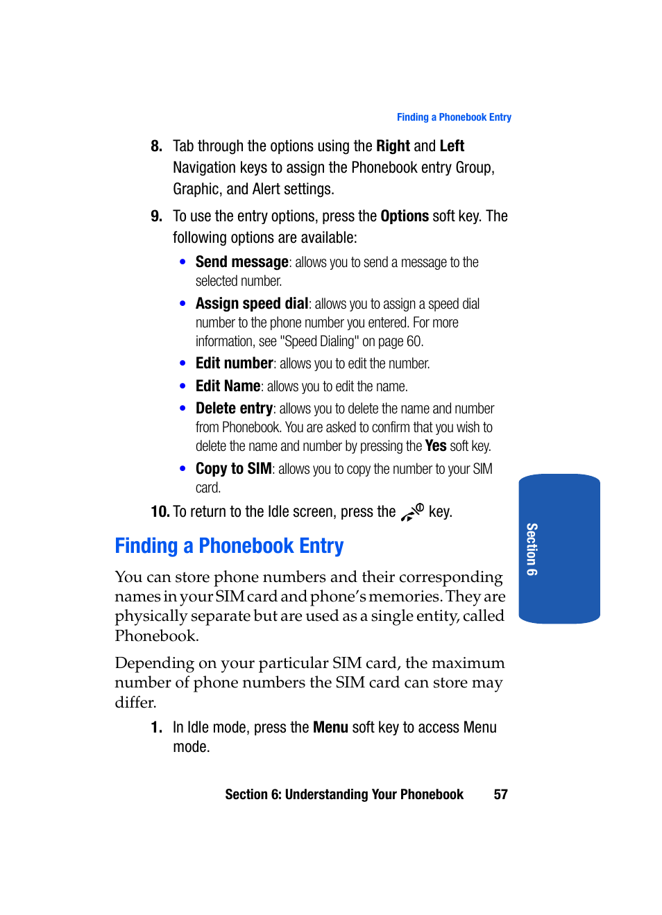 Finding a phonebook entry | Samsung SGH-T319NBBTMB User Manual | Page 61 / 182