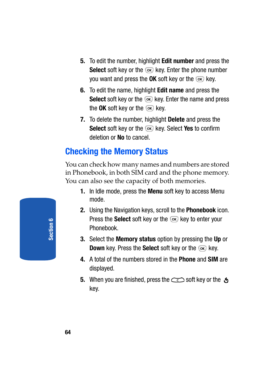Checking the memory status | Samsung SGH-T319NBBTMB User Manual | Page 68 / 182