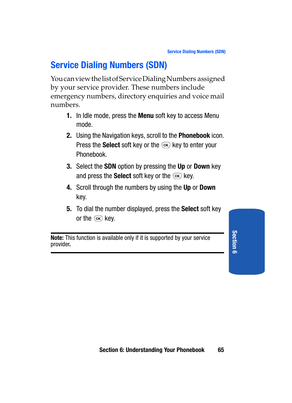 Service dialing numbers (sdn) | Samsung SGH-T319NBBTMB User Manual | Page 69 / 182