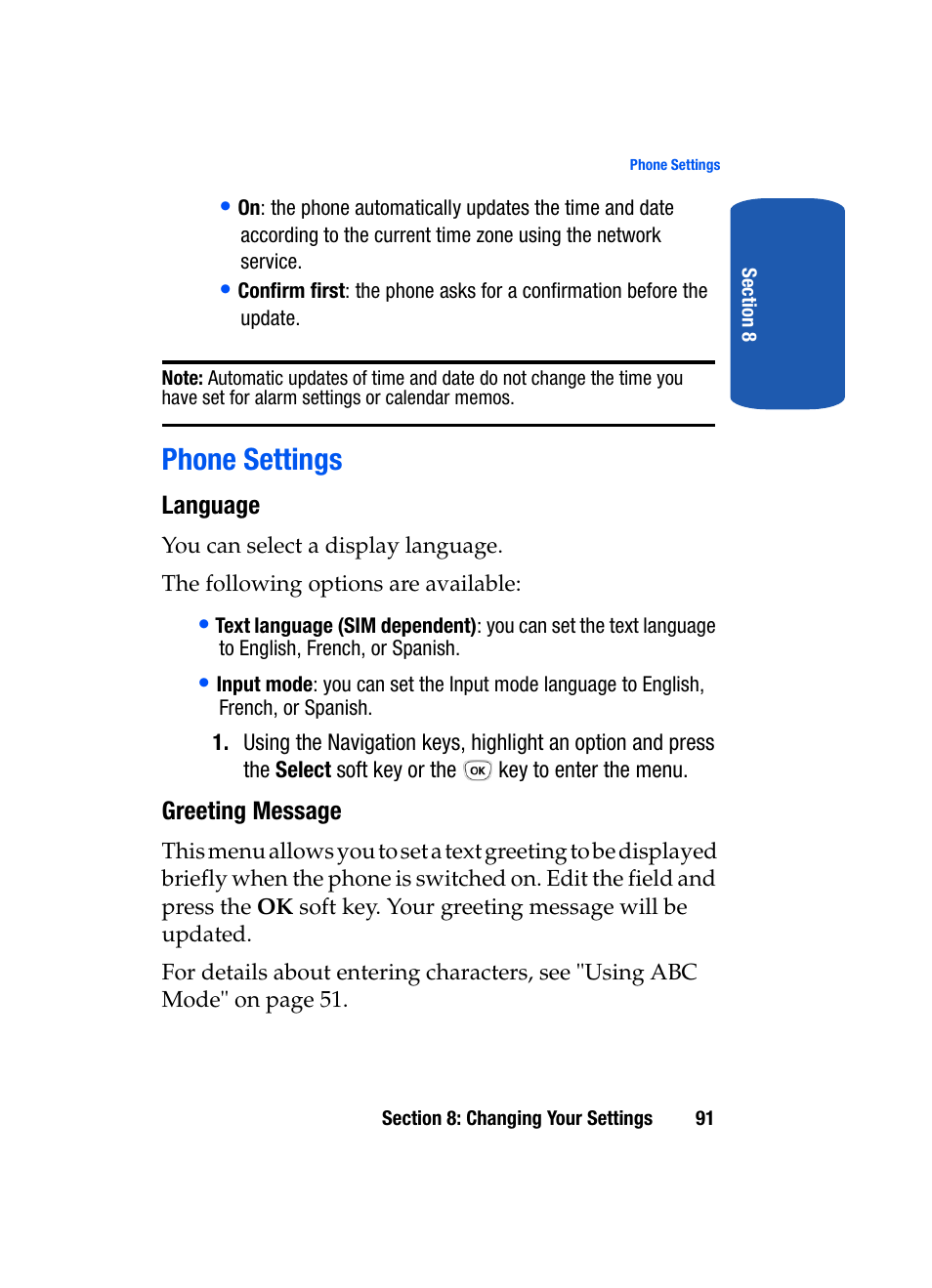 Phone settings | Samsung SGH-T319NBBTMB User Manual | Page 95 / 182