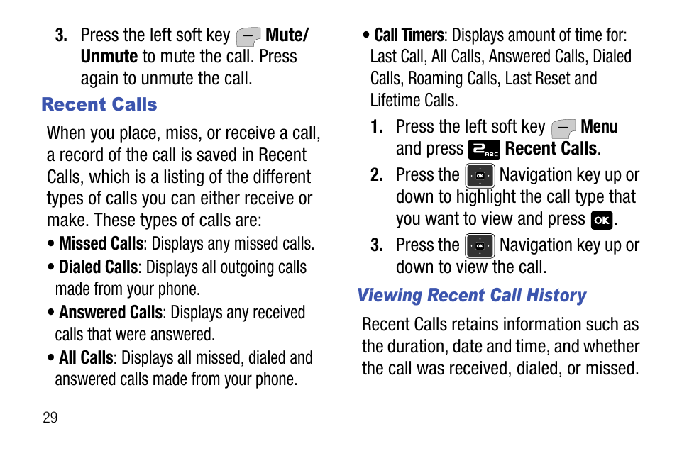 Recent calls, Viewing recent call history | Samsung SCH-U310ZNAVZW User Manual | Page 32 / 144