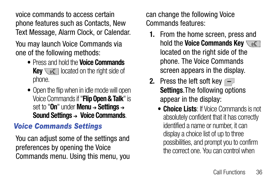 Voice commands settings | Samsung SCH-U310ZNAVZW User Manual | Page 39 / 144