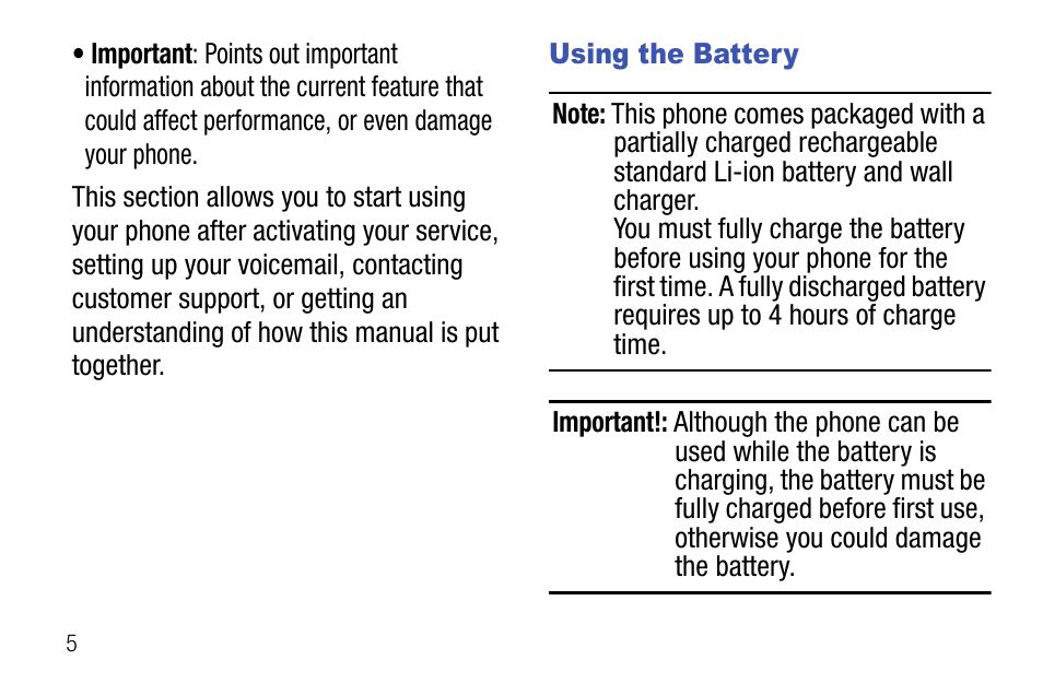 Using the battery | Samsung SCH-U310ZNAVZW User Manual | Page 8 / 144