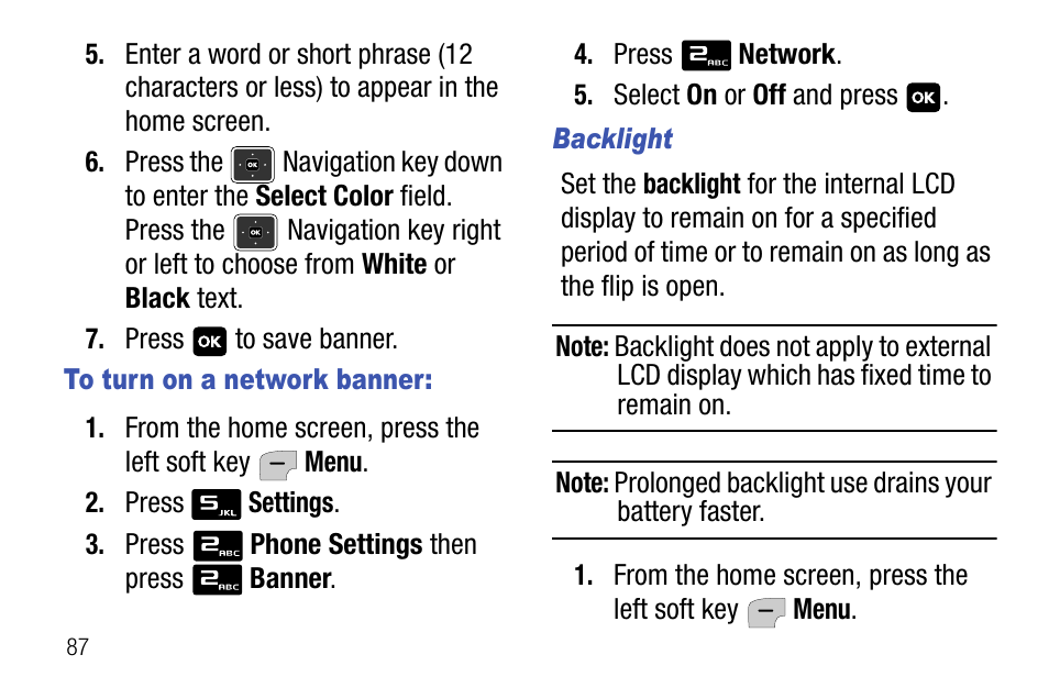 Backlight | Samsung SCH-U310ZNAVZW User Manual | Page 90 / 144