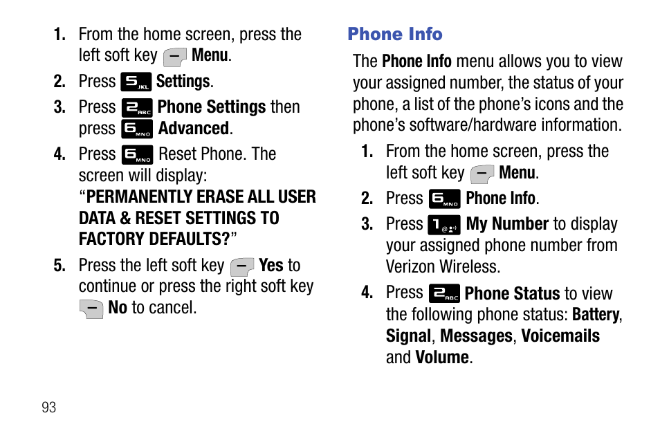 Phone info | Samsung SCH-U310ZNAVZW User Manual | Page 96 / 144