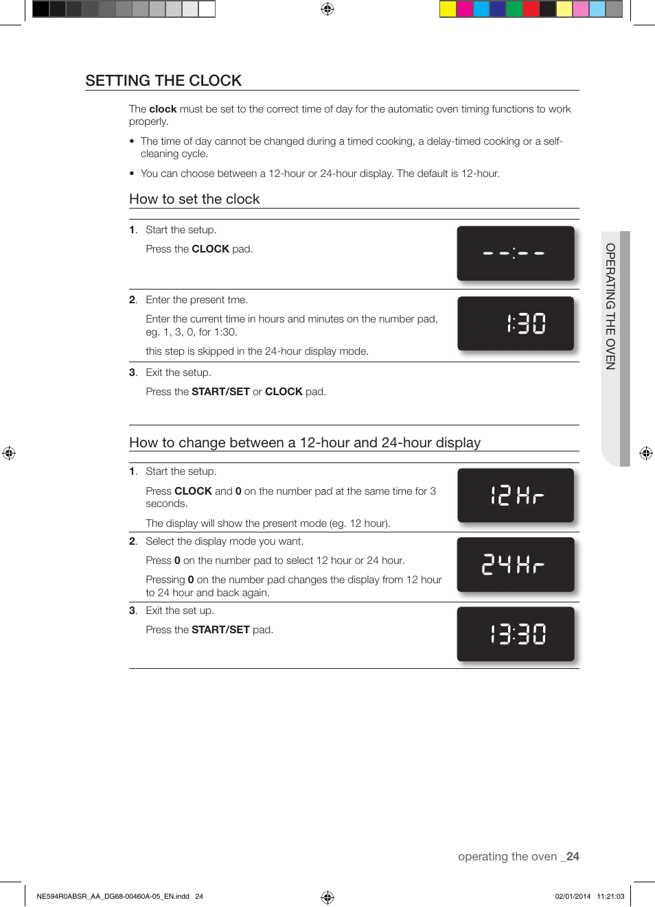 Setting the clock, How to set the clock | Samsung NE594R0ABBB-AA User Manual | Page 25 / 60