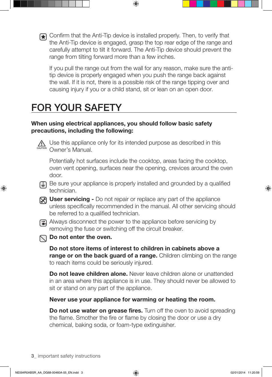 For your safety | Samsung NE594R0ABBB-AA User Manual | Page 4 / 60