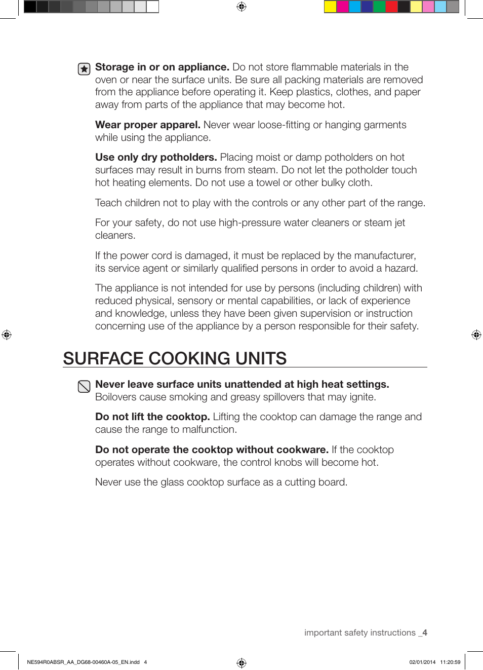 Surface cooking units | Samsung NE594R0ABBB-AA User Manual | Page 5 / 60