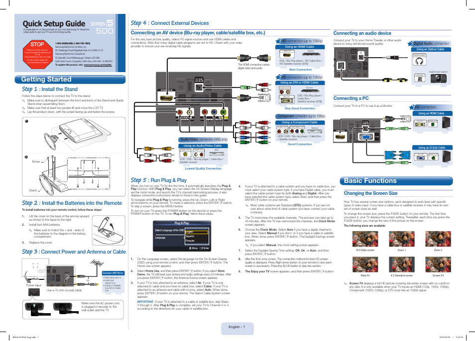 Samsung LN22C500B2FXZA User Manual | 2 pages