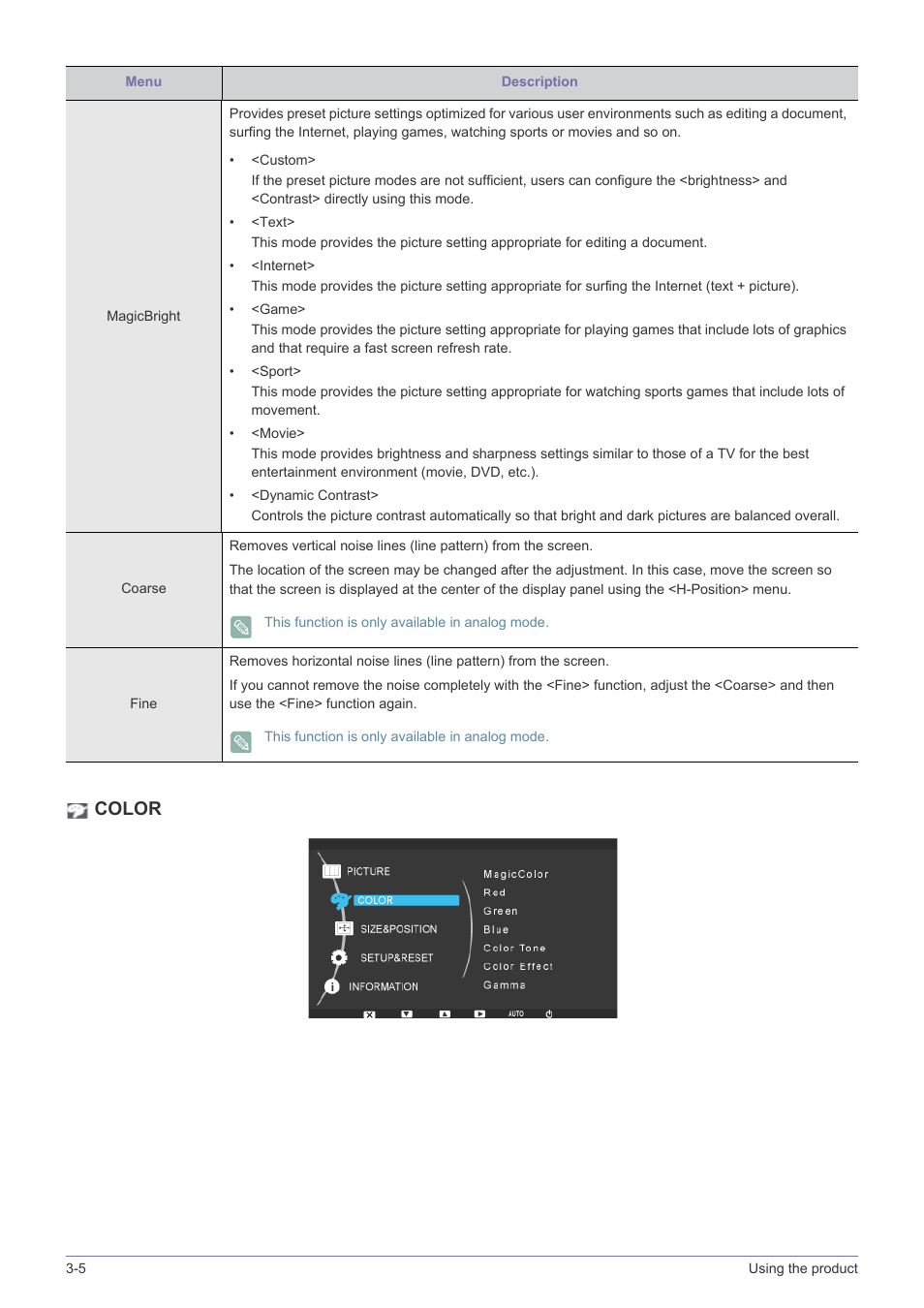 Color | Samsung LS19NVBHBV-ZA User Manual | Page 26 / 45