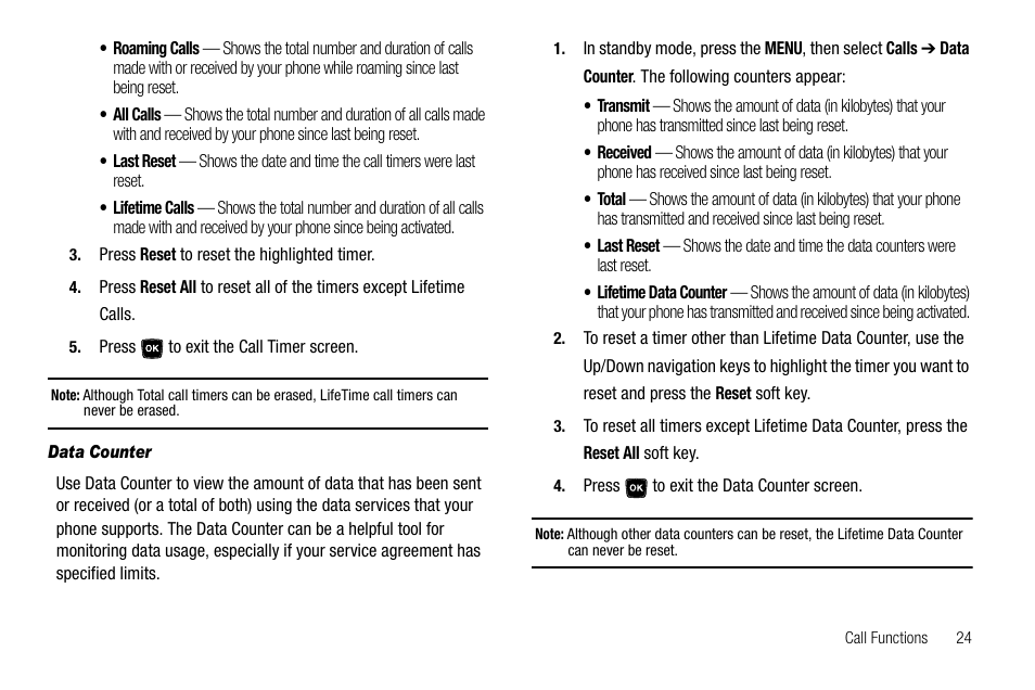 Data counter | Samsung SCH-R300ZKAXAR User Manual | Page 27 / 116
