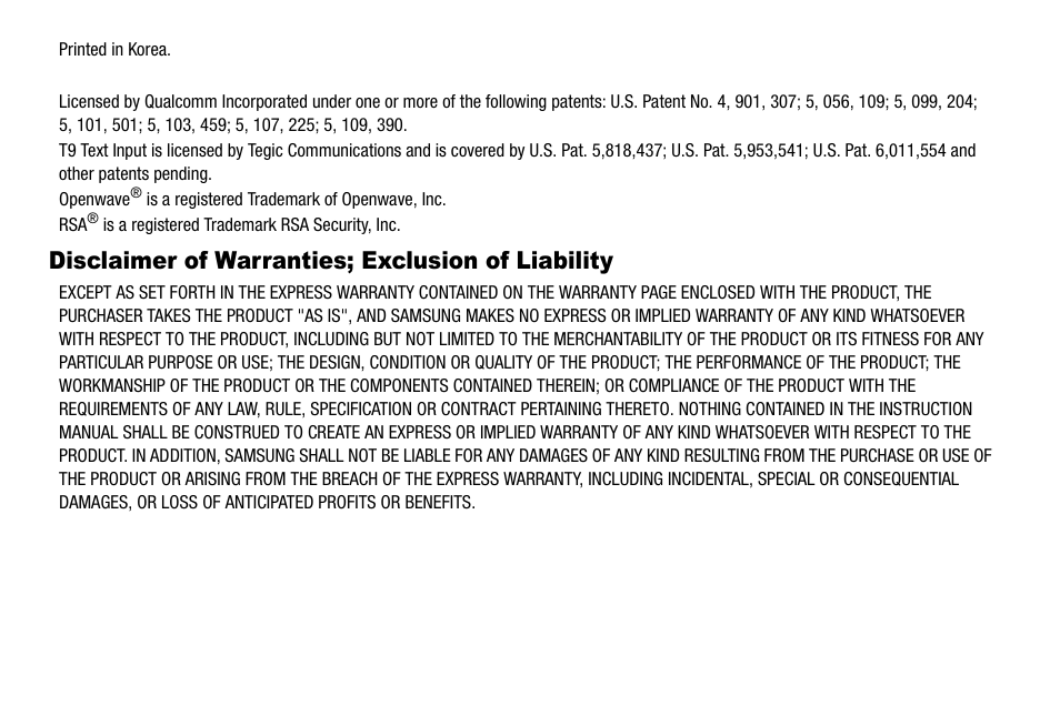 Disclaimer of warranties; exclusion of liability | Samsung SCH-R300ZKAXAR User Manual | Page 3 / 116