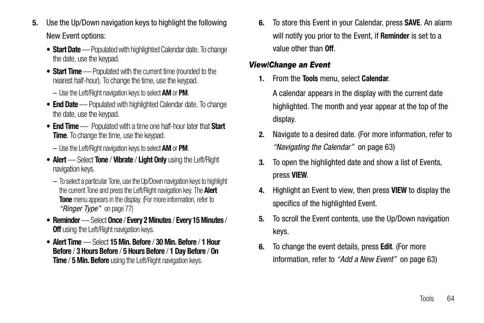View/change an event | Samsung SCH-R300ZKAXAR User Manual | Page 67 / 116