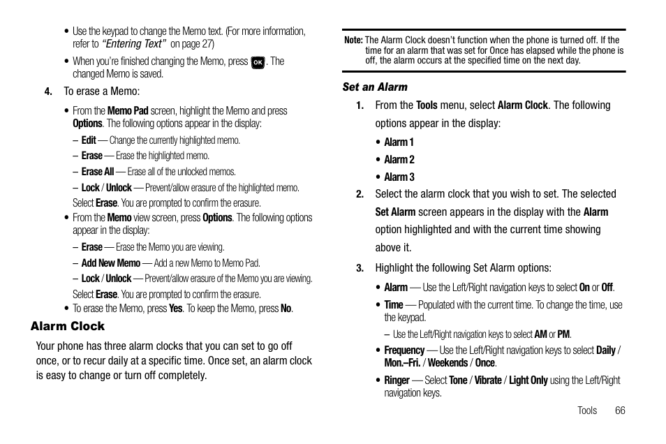 Alarm clock, Set an alarm | Samsung SCH-R300ZKAXAR User Manual | Page 69 / 116