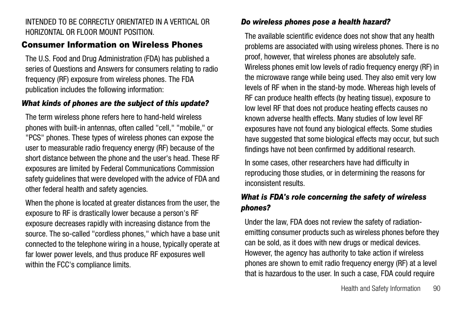 Consumer information on wireless phones, Do wireless phones pose a health hazard | Samsung SCH-R300ZKAXAR User Manual | Page 93 / 116