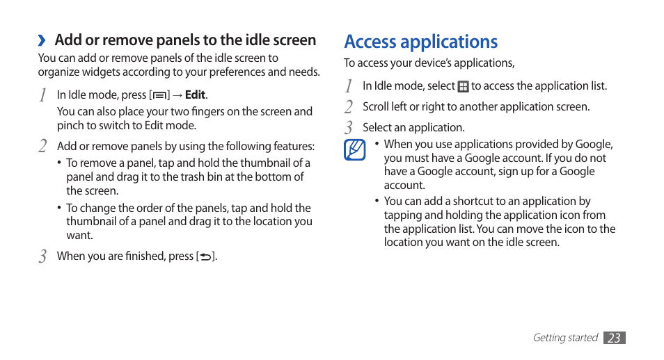 Access applications | Samsung YP-G1CW-XAA User Manual | Page 24 / 115