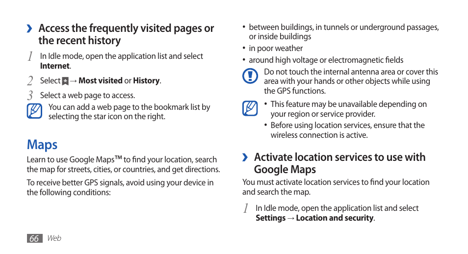 Maps | Samsung YP-G1CW-XAA User Manual | Page 67 / 115