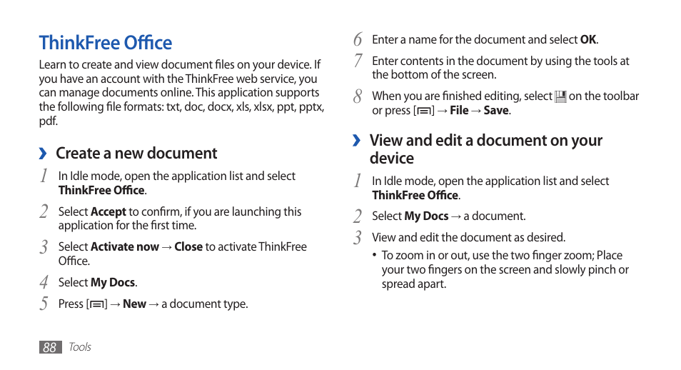 Thinkfree office | Samsung YP-G1CW-XAA User Manual | Page 89 / 115
