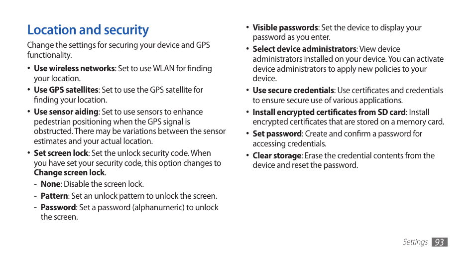 Location and security | Samsung YP-G1CW-XAA User Manual | Page 94 / 115