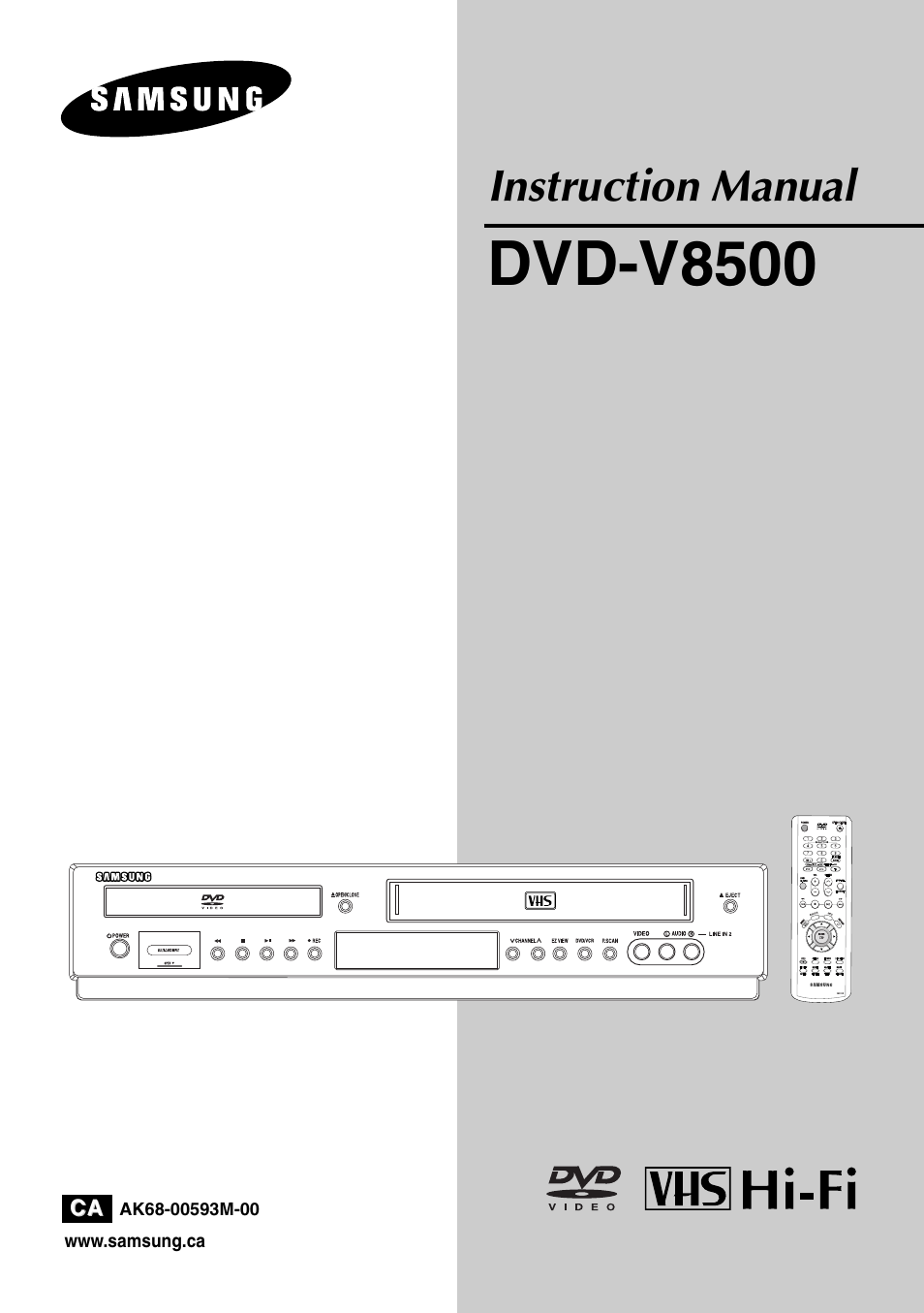 Samsung DVD-V8500-XAC User Manual | 88 pages