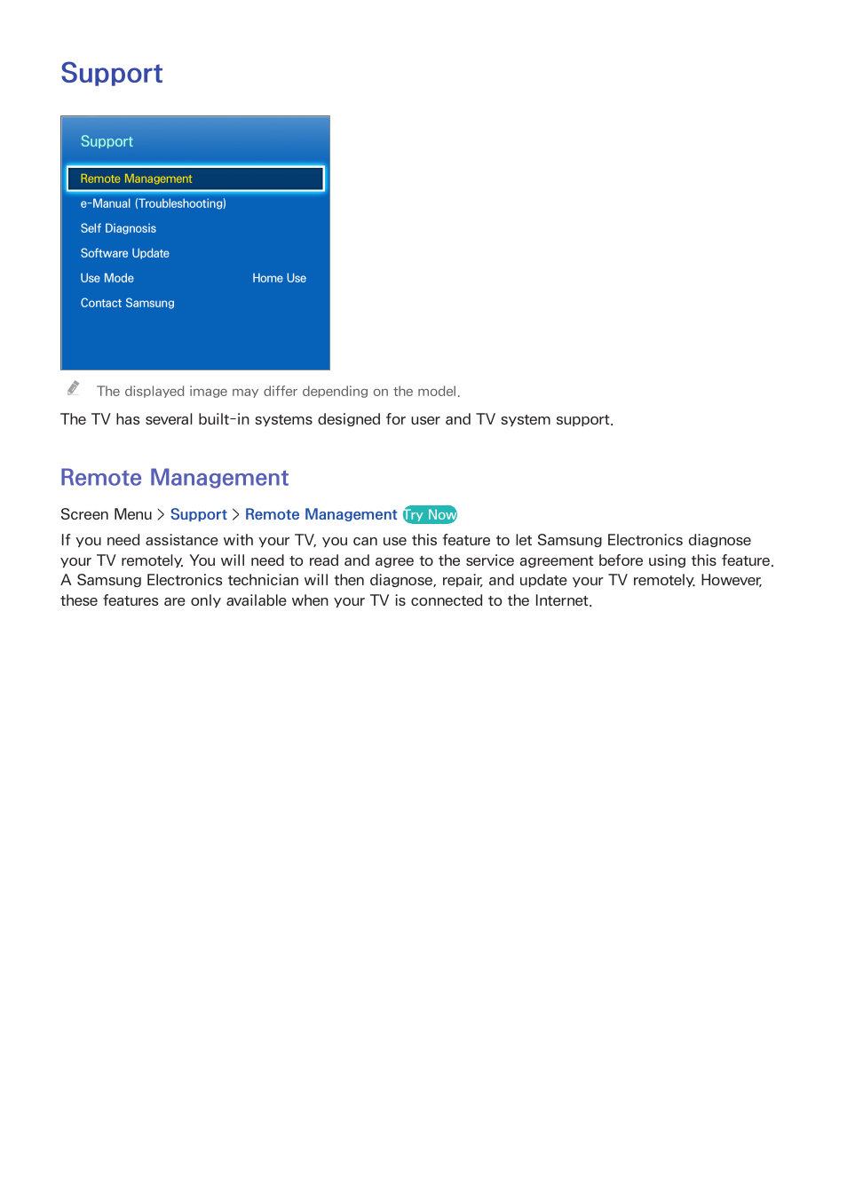 Other information, Support, 136 remote management | Remote management | Samsung KN55S9CAFXZA User Manual | Page 143 / 172