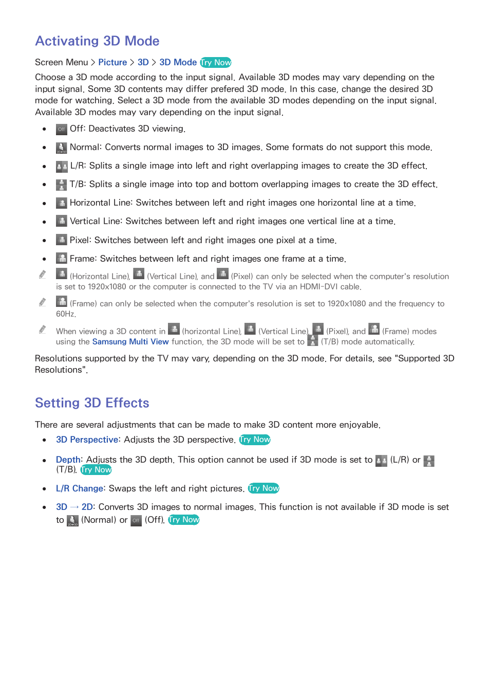 71 activating, 3d mode, Setting 3d effects | Activating 3d mode | Samsung KN55S9CAFXZA User Manual | Page 78 / 172