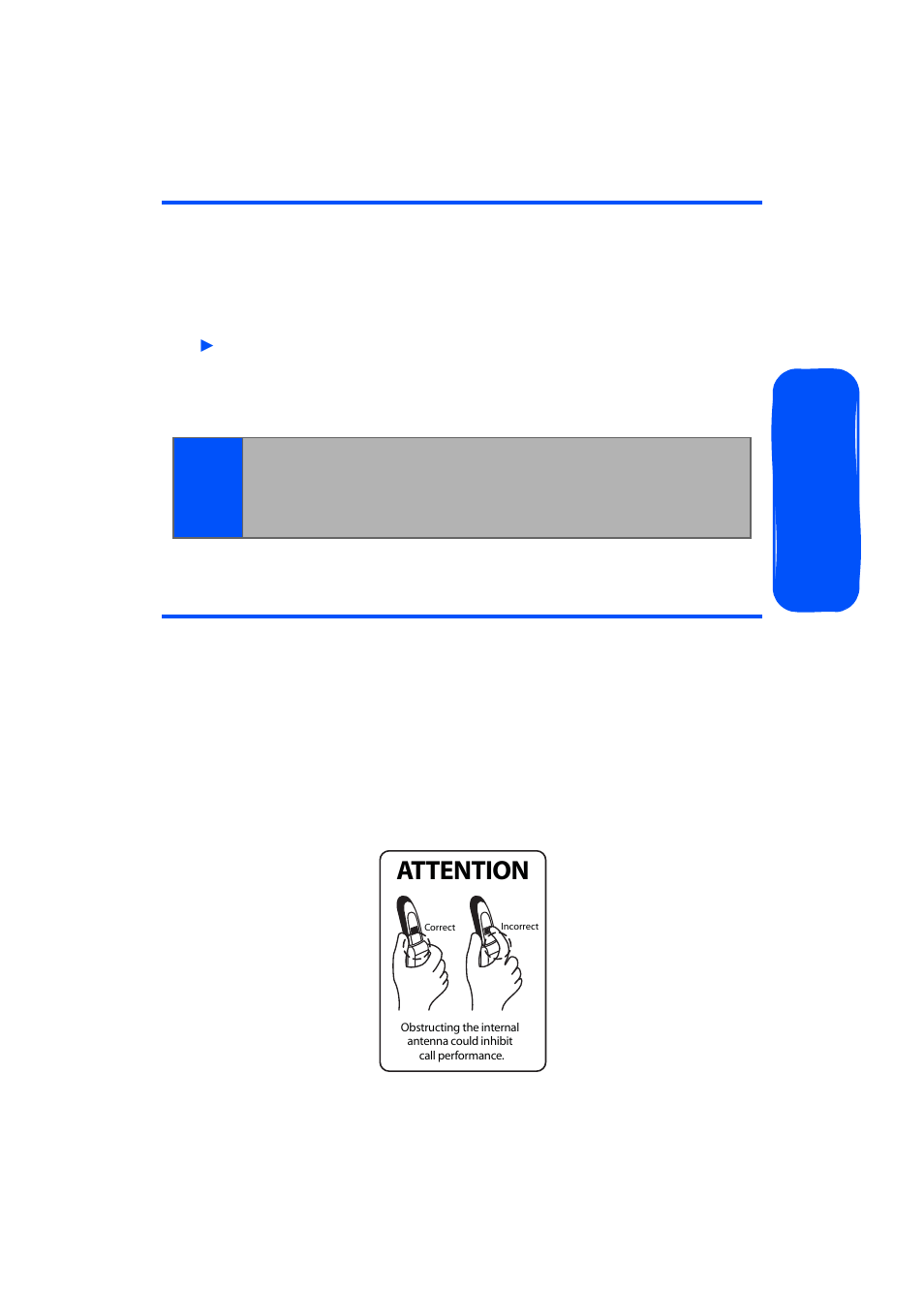 Displaying your phone number, Making and answering calls, Holding your phone | Attention | Samsung SPH-A580ZKAAFT User Manual | Page 45 / 156