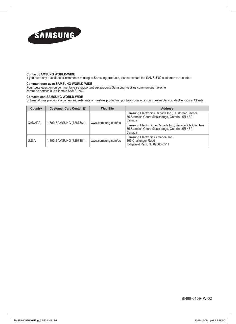 Samsung FPT5894WX-XAA User Manual | Page 80 / 80