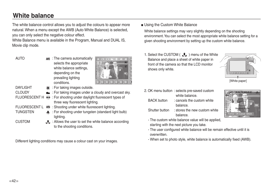 White balance | Samsung EC-NV40ZSBA-US User Manual | Page 43 / 100