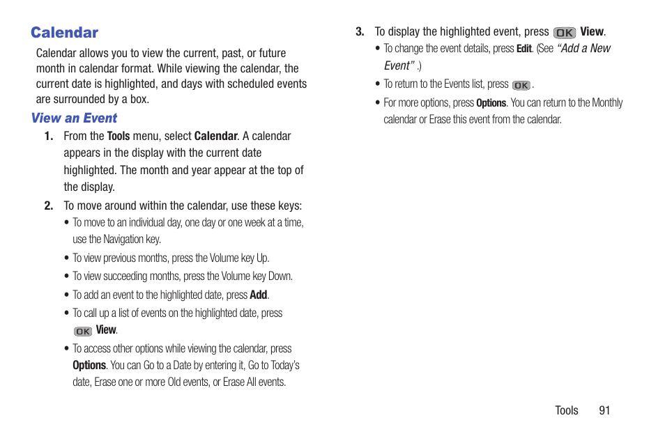 Calendar, View an event | Samsung SCH-R270ZKAMTR User Manual | Page 95 / 159