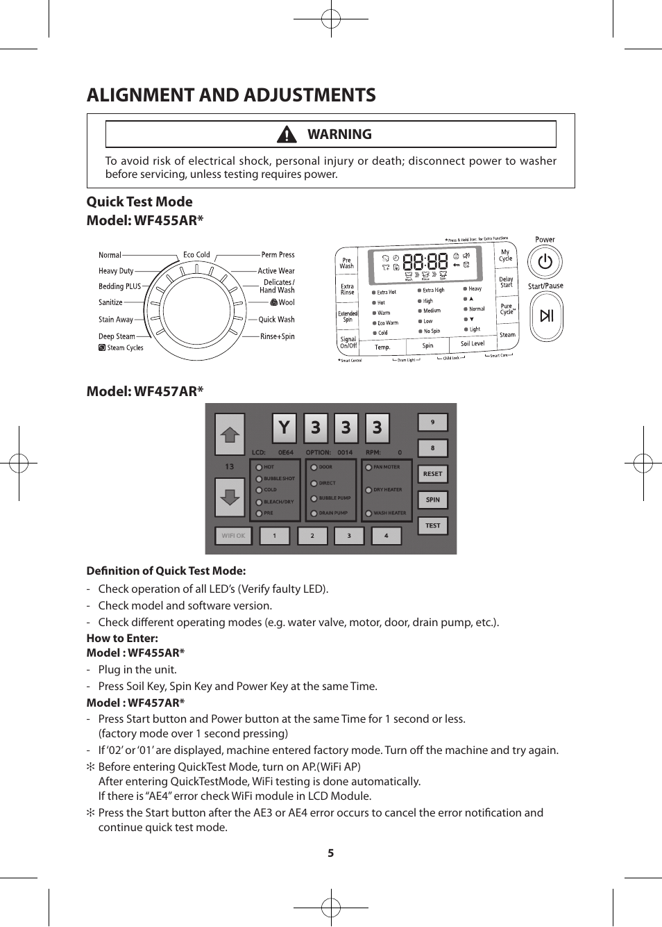 Alignment and adjustments | Samsung WF455ARGSWR-A2 User Manual | Page 5 / 84