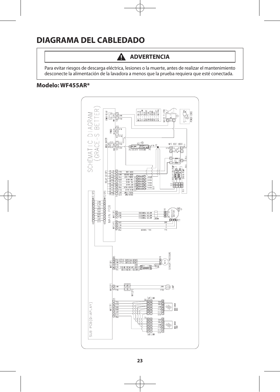 Diagrama del cabledado | Samsung WF455ARGSWR-A2 User Manual | Page 51 / 84