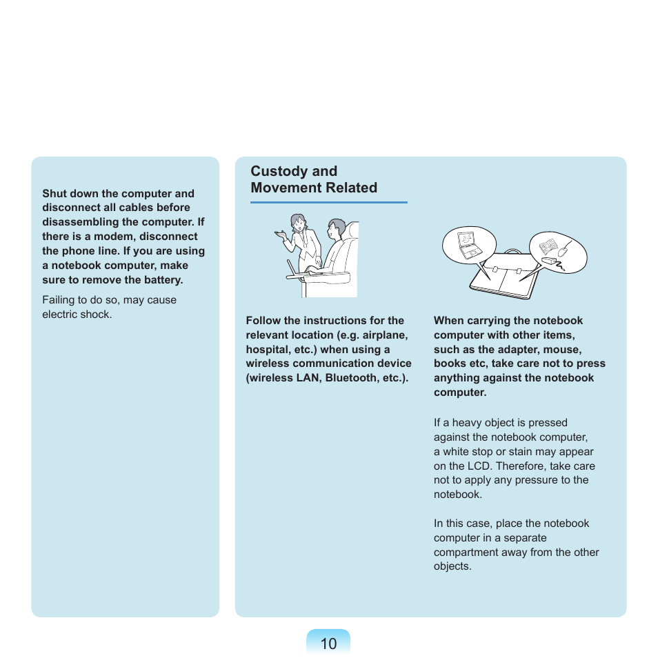 Custody and movement related | Samsung NP-X22-K01-SEA User Manual | Page 11 / 200