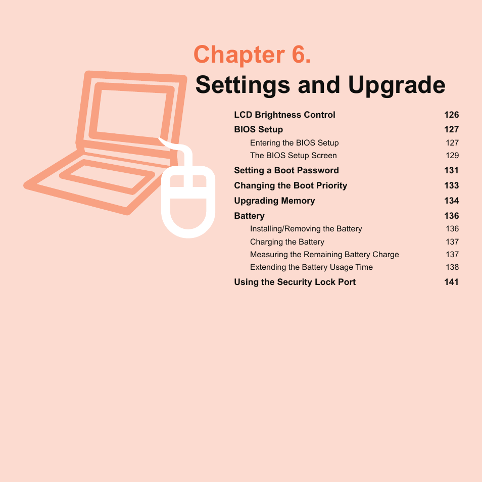 Chapter 6.settings and upgrade, Chapter 6. settings and upgrade | Samsung NP-X22-K01-SEA User Manual | Page 126 / 200