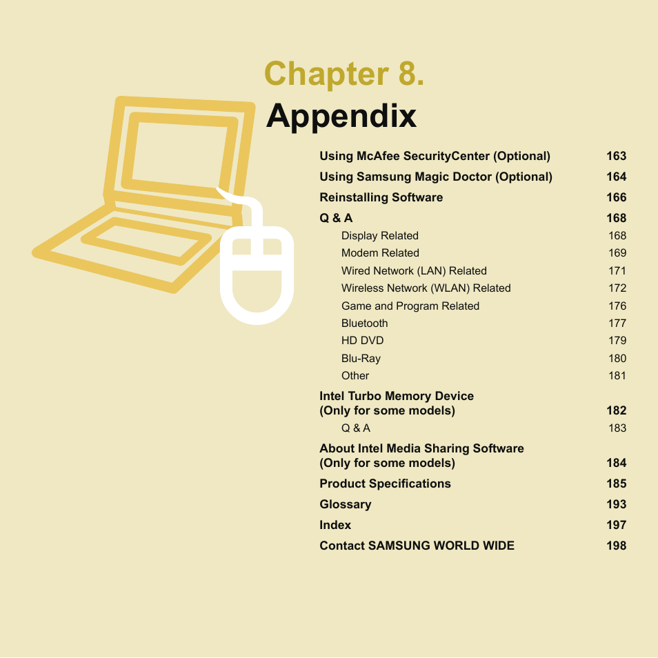 Chapter 8.appendix, Chapter 8. appendix | Samsung NP-X22-K01-SEA User Manual | Page 163 / 200