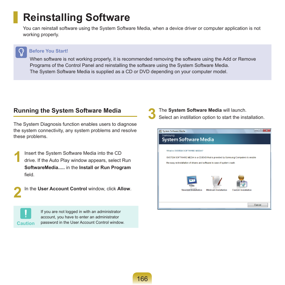 Reinstalling software | Samsung NP-X22-K01-SEA User Manual | Page 167 / 200