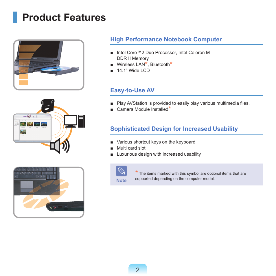 Product features | Samsung NP-X22-K01-SEA User Manual | Page 3 / 200