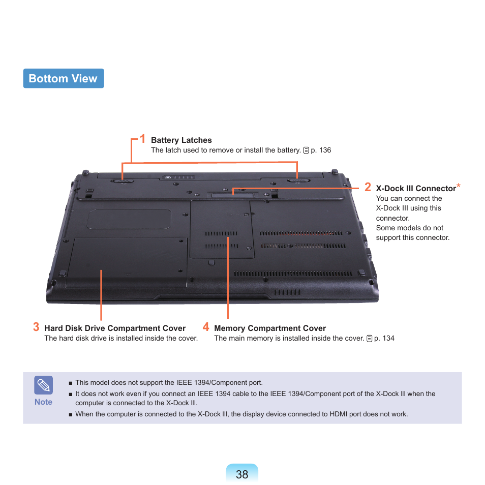Bottom view, 8 bottom view | Samsung NP-X22-K01-SEA User Manual | Page 39 / 200