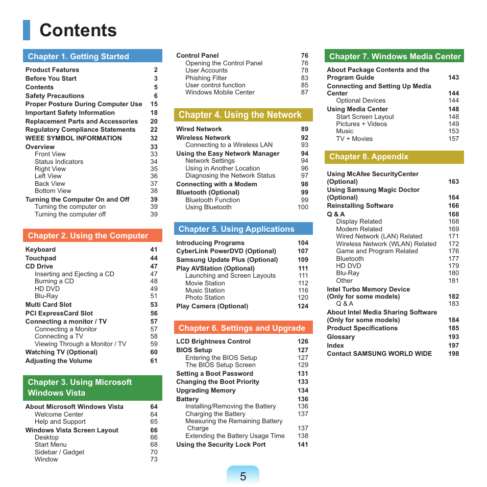 Samsung NP-X22-K01-SEA User Manual | Page 6 / 200