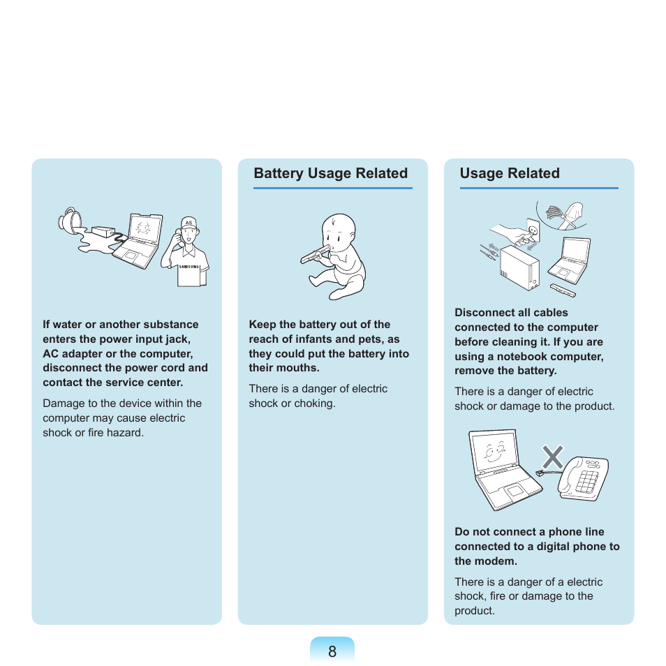 Battery usage related, Usage related | Samsung NP-X22-K01-SEA User Manual | Page 9 / 200