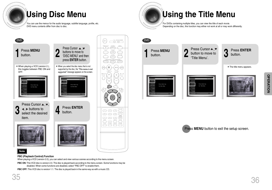 Using disc menu, Using the title menu | Samsung HTDB650TH-XAA User Manual | Page 19 / 37