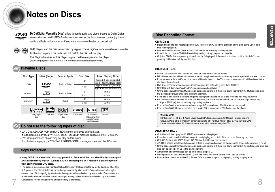 Notes on discs, Disc recording format | Samsung HTDB650TH-XAA User Manual | Page 5 / 37