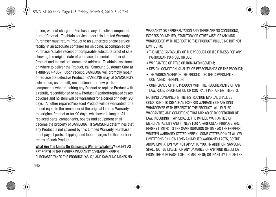 Samsung SWD-M100ZKECLW User Manual | Page 148 / 158