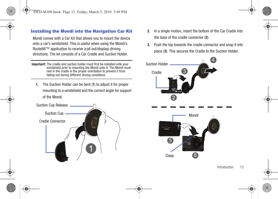 Installing the mondi into the navigation car kit | Samsung SWD-M100ZKECLW User Manual | Page 15 / 158