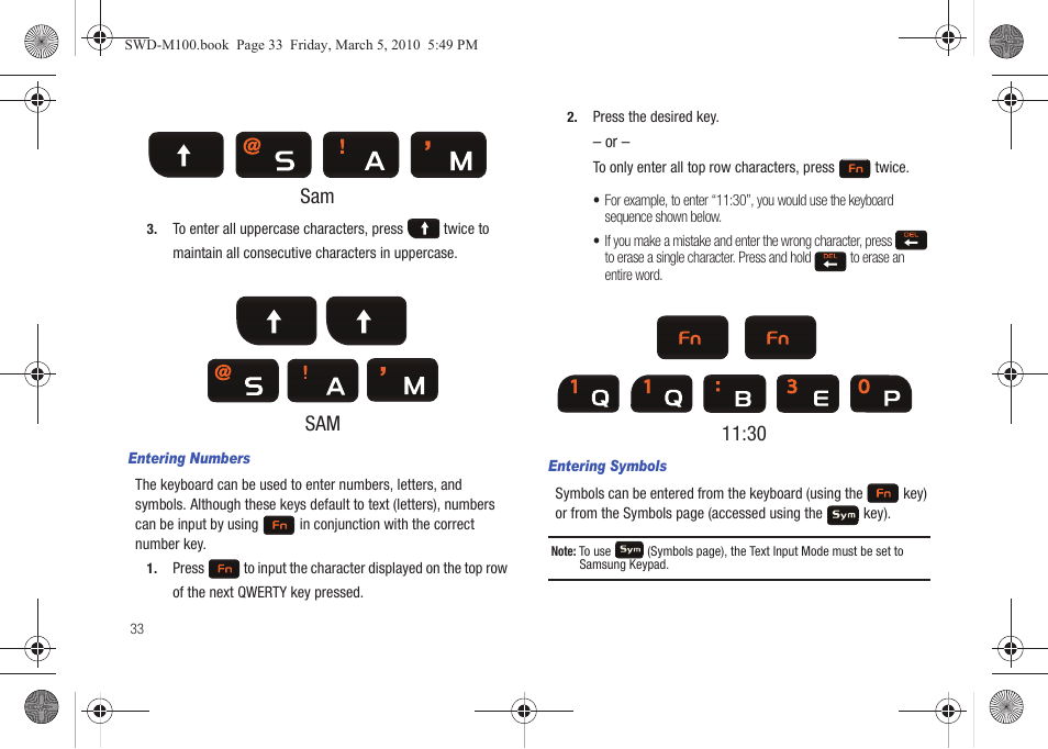 Sam sam 11:30 | Samsung SWD-M100ZKECLW User Manual | Page 36 / 158