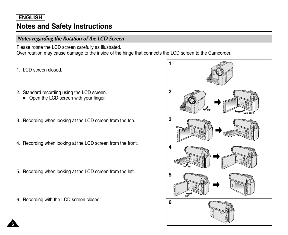 Notes and safety instructions | Samsung SC-D453-XAA User Manual | Page 10 / 124