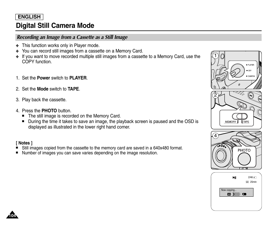 Digital still camera mode | Samsung SC-D453-XAA User Manual | Page 108 / 124